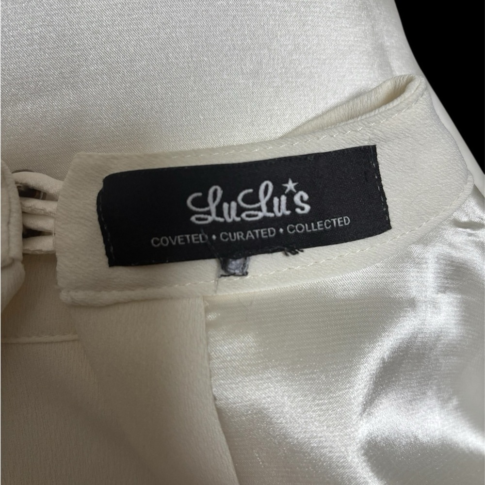 Lulu's Cream Satin Dress - Picture 4 of 6